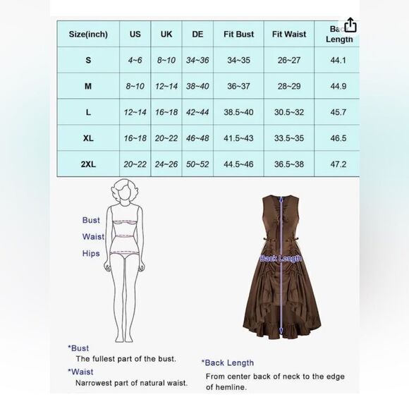 Scarlet Darkness Steampunk Gothic Dress Lace Up Sleeveless Ruffled High … - Picture 10 of 10